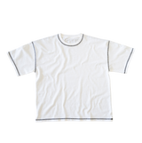 T-Shirt White Boxy Contrast-Stitch